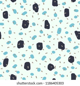 Beautiful abstract seamless repeating pattern. Hand painted artistic style with chaotic paint elements. Perfect for textile, wrapping, web and all kind of decorative projects. Vector illustration.