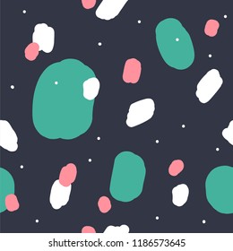 Beautiful abstract seamless repeating pattern. Hand painted artistic style with chaotic paint elements. Perfect for textile, wrapping, web and all kind of decorative projects. Vector illustration.