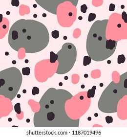 Beautiful abstract seamless repeating pattern. Hand painted artistic style with chaotic paint elements. Perfect for textile, wrapping, web and all kind of decorative projects. Vector illustration.