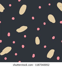 Beautiful abstract seamless repeating pattern. Hand painted artistic style with chaotic paint elements. Perfect for textile, wrapping, web and all kind of decorative projects. Vector illustration.