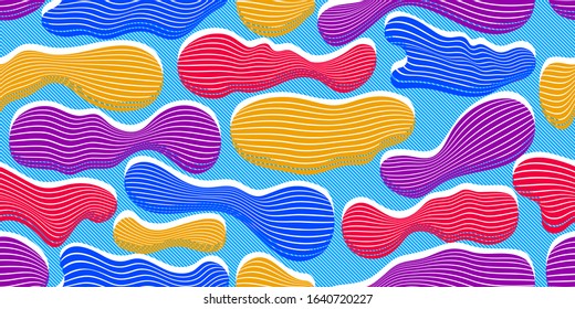 Beautiful abstract shapes flowing seamless vector background, stripy fluids pattern, wallpaper or website background.