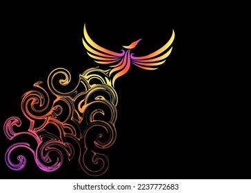 Beautiful Abstract silhouette Wallpaper of phoenix bird in gradient