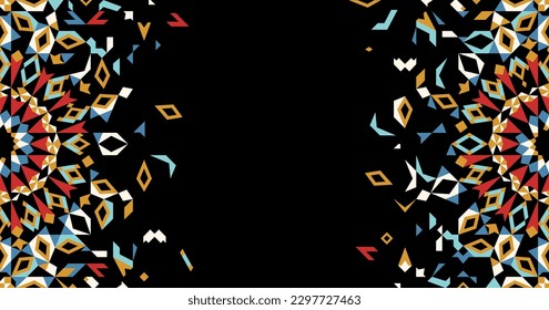 Beautiful abstract template based on disintegrating geometric islamic mosaic pattern design. Abstract background for wallpaper design with geometric design. Vector illustration. Poster, media banner, 