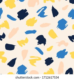 Beautiful abstract texture with different brush strokes. Vector seamless pattern with painting strokes in multicolor. Modern abstract design, perfect for paper or stationery products.