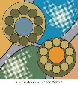 Beautiful abstract tile pattern with circles, scarf. The design of the hijab, kimono.