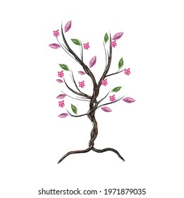 Beautiful abstract tree and flowers vector