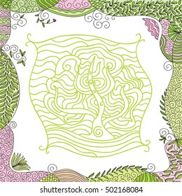 Beautiful abstract tree and nature decorative frame. Vector illustration.