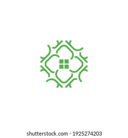 Beautiful abstract tree root or twig house. Vector logo icon template