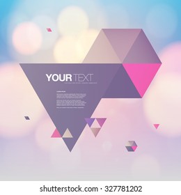 Beautiful abstract triangles design with your tex and bokeh lights background 
Eps 10 stock vector illustration 