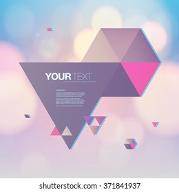 Beautiful abstract triangles design with your text and bokeh lights background 
Eps 10 stock vector illustration 