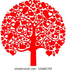 Beautiful abstract valentine tree isolated on White background. Vector illustration