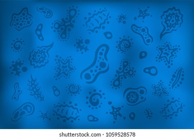 Beautiful abstract vector background with bacteria in blue water