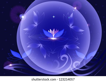 Beautiful abstract vector background with shining lotus flower