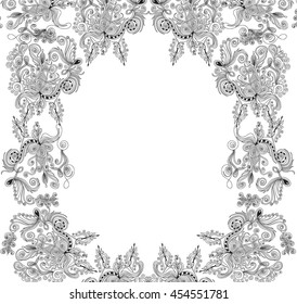 Beautiful abstract vector decorative frame with curling ornaments