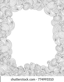Beautiful abstract vector frame with handwritten curling lines