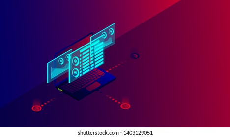 beautiful abstract vector illustration modern technology infographics  design on laptop,computer use for cover design,background.