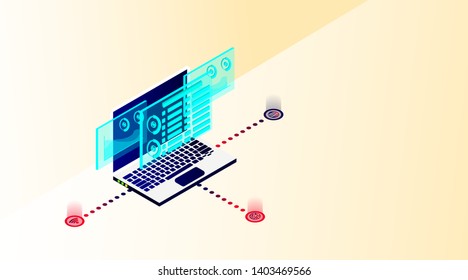 beautiful abstract vector illustration modern technology infographics  design on laptop,computer use for cover design,background.