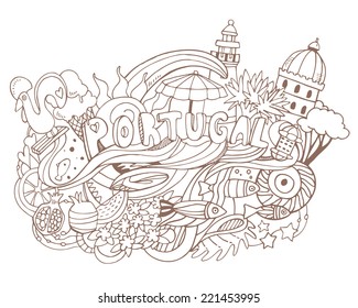 Beautiful abstract vector illustration with Portugal cartoon elements