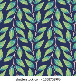Beautiful abstract vector leaves and branches seamless pattern