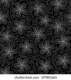 Beautiful abstract vector seamless pattern with flowers. You can use any color of background