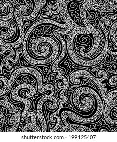 Beautiful abstract vector seamless pattern with white curling lines. You can use any color of background