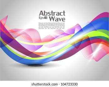 Beautiful abstract vector wave with shiny lines in gray background.