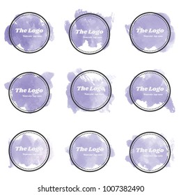 beautiful abstract violet watercolor art hand paint on white background, brush textures for logo. There is a place for text. Perfect stroke design for headline. luxury boutique Illustrations.