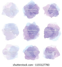 beautiful abstract violet watercolor art hand paint on white background,brush textures for logo.There is a place for text.Perfect stroke design for headline.luxury boutique Illustrations.