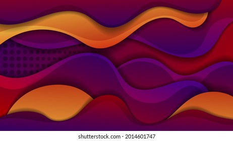 beautiful abstract wallpaper with Paper Cut effect. overlapping orange-magenta shapes with wavy edges on a textured background. vector 