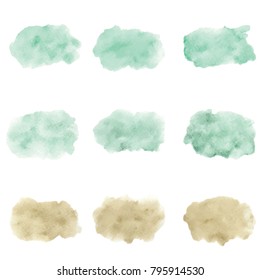 beautiful abstract watercolor art hand paint on white background,brush textures for logo.There is a place for text.Perfect stroke design for headline.luxury boutique Illustrations.