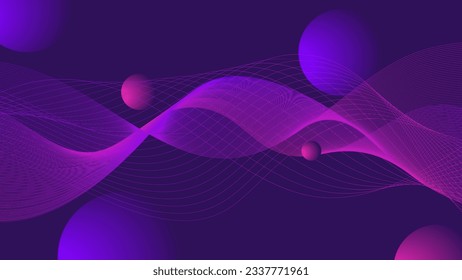 beautiful abstract wave technology digital network background with purple light effect space concept