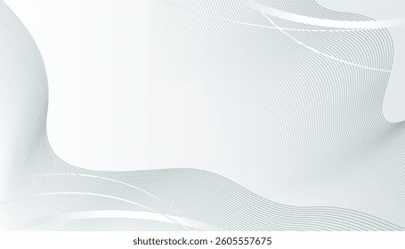 Beautiful Abstract Wavy Lines with Soft Gray Colors Isolated on White Background. Playful fluid organic shapes of waves. Business concept template perfect for banners, web, landing pages, posters
