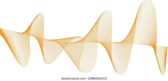 Beautiful abstract wavy orange lines on white background, vector wavey lines