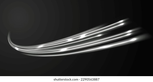 Beautiful abstract white light line effect design vector illustration on black background