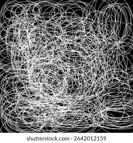 Beautiful abstract white line scribbles image is very beautiful on black background