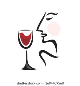 Beautiful abstract woman and wine. Vector illustration