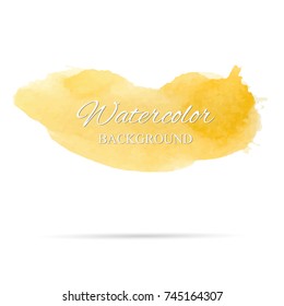 beautiful abstract yellow or gold watercolor art hand paint on white background,brush textures for logo.There is a place for text.Perfect stroke design for headline.luxury boutique Illustrations.