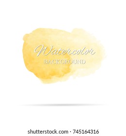 beautiful abstract yellow or gold watercolor art hand paint on white background,brush textures for logo.There is a place for text.Perfect stroke design for headline.luxury boutique Illustrations.