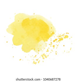 beautiful abstract yellow watercolor art hand paint on white background,brush textures for logo.There is a place for text.Perfect stroke design for headline.luxury boutique Illustrations.