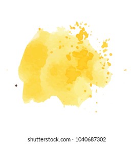 beautiful abstract yellow watercolor art hand paint on white background,brush textures for logo.There is a place for text.Perfect stroke design for headline.luxury boutique Illustrations.