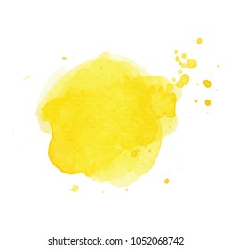 beautiful abstract yellow watercolor art hand paint on white background,brush textures for logo.There is a place for text.Perfect stroke design for headline.luxury boutique Illustrations.