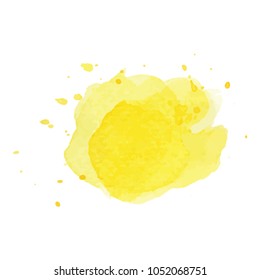 beautiful abstract yellow watercolor art hand paint on white background,brush textures for logo.There is a place for text.Perfect stroke design for headline.luxury boutique Illustrations.