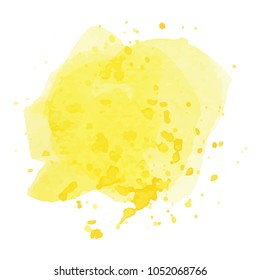 beautiful abstract yellow watercolor art hand paint on white background,brush textures for logo.There is a place for text.Perfect stroke design for headline.luxury boutique Illustrations.