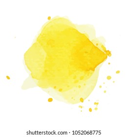 beautiful abstract yellow watercolor art hand paint on white background,brush textures for logo.There is a place for text.Perfect stroke design for headline.luxury boutique Illustrations.