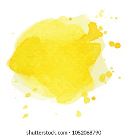 beautiful abstract yellow watercolor art hand paint on white background,brush textures for logo.There is a place for text.Perfect stroke design for headline.luxury boutique Illustrations.