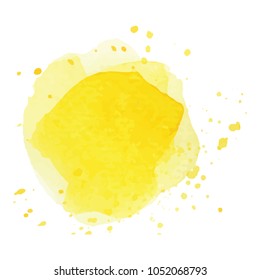 beautiful abstract yellow watercolor art hand paint on white background,brush textures for logo.There is a place for text.Perfect stroke design for headline.luxury boutique Illustrations.