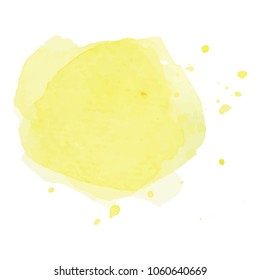 beautiful abstract yellow watercolor art hand paint on white background,brush textures for logo.There is a place for text.Perfect stroke design for headline.luxury boutique Illustrations.