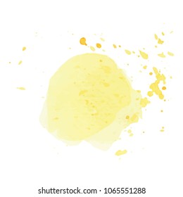 beautiful abstract yellow watercolor art hand paint on white background,brush textures for logo.There is a place for text.Perfect stroke design for headline.luxury boutique Illustrations.