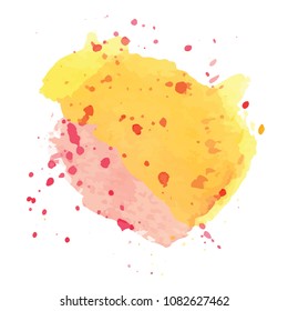 beautiful abstract yellow watercolor art hand paint on white background,brush textures for logo.There is a place for text.Perfect stroke design for headline.luxury boutique Illustrations.