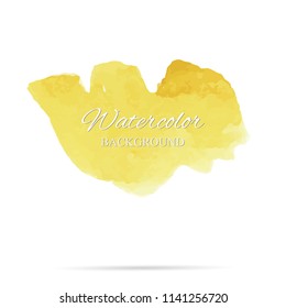 beautiful abstract yellow watercolor art hand paint on white background,brush textures for logo.There is a place for text.Perfect stroke design for headline.luxury boutique Illustrations.